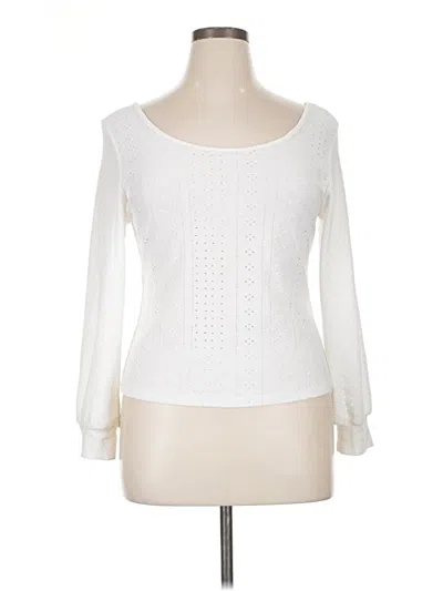 Pre-owned Shein Curve Long Sleeve T-shirt In White