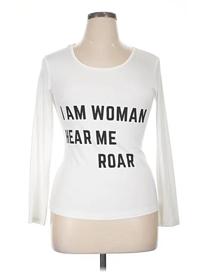 Pre-owned Shein Curve Long Sleeve T-shirt In White