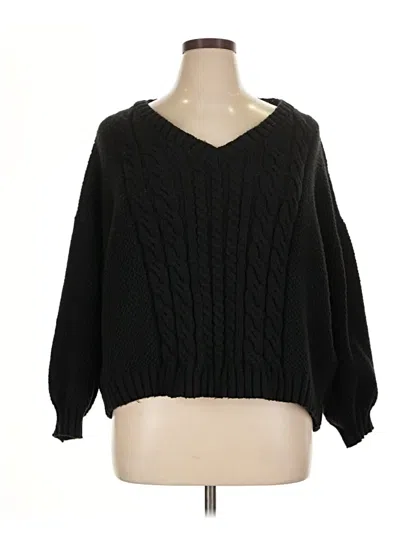 Pre-owned Shein Curve Pullover Sweater In Black