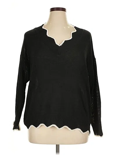 Pre-owned Shein Curve Pullover Sweater In Black