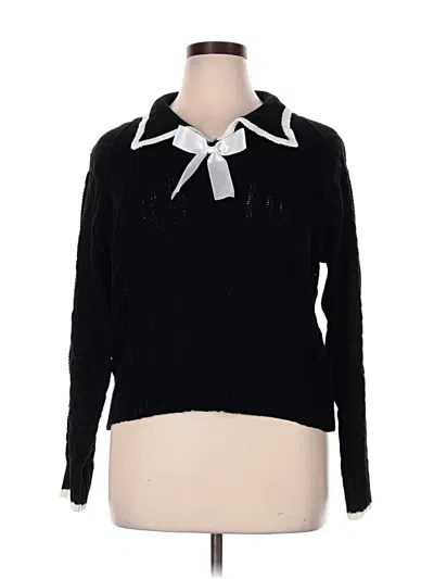 Pre-owned Shein Curve Pullover Sweater In Black