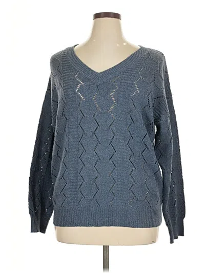 Pre-owned Shein Curve Pullover Sweater In Blue