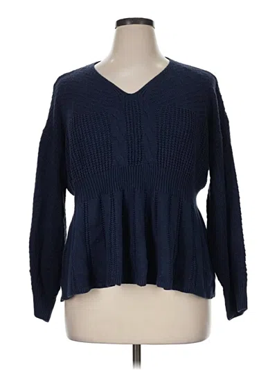 Pre-owned Shein Curve Pullover Sweater In Blue