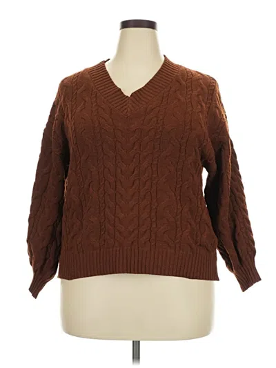 Pre-owned Shein Curve Pullover Sweater In Brown