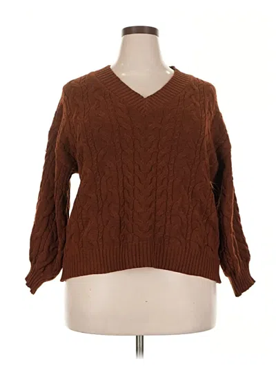 Pre-owned Shein Curve Pullover Sweater In Brown