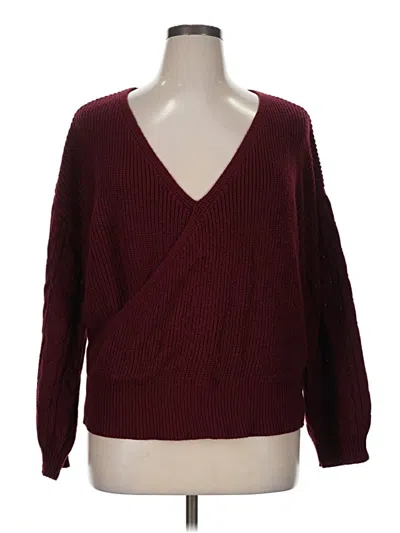 Pre-owned Shein Curve Pullover Sweater In Burgundy