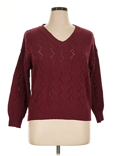 Pre-owned Shein Curve Pullover Sweater In Burgundy