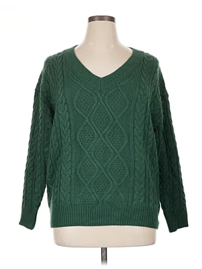Pre-owned Shein Curve Pullover Sweater In Green