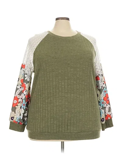 Pre-owned Shein Curve Pullover Sweater In Green