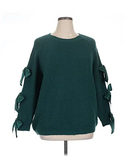 Pre-owned Shein Curve Pullover Sweater In Green