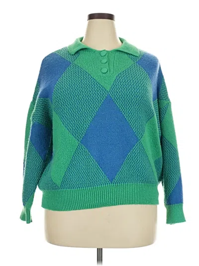 Pre-owned Shein Curve Pullover Sweater In Green