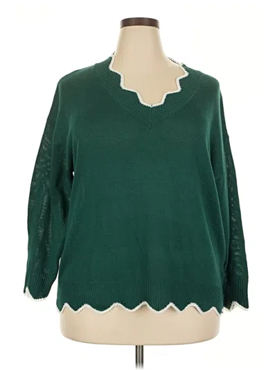 Pre-owned Shein Curve Pullover Sweater In Green