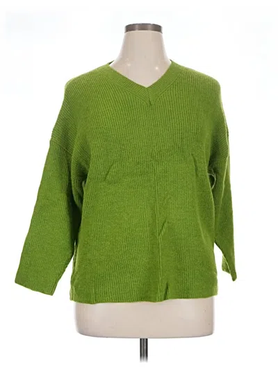 Pre-owned Shein Curve Pullover Sweater In Green
