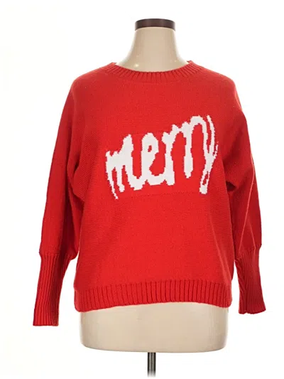 Pre-owned Shein Curve Pullover Sweater In Red