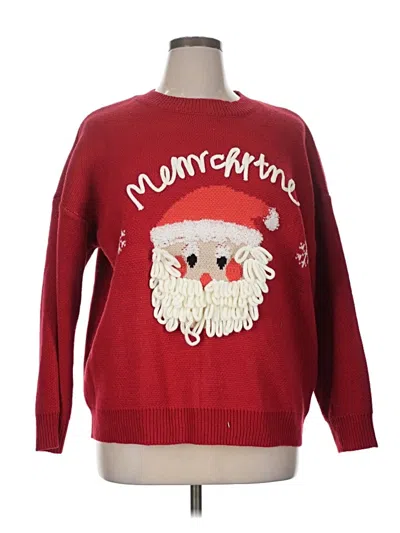 Pre-owned Shein Curve Pullover Sweater In Red
