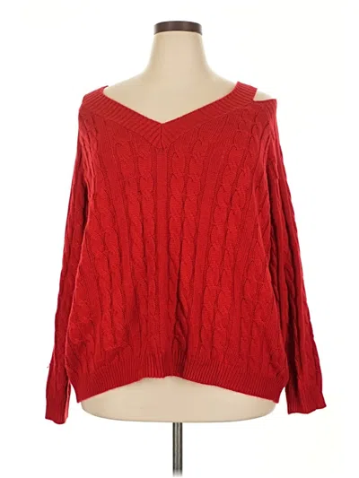 Pre-owned Shein Curve Pullover Sweater In Red