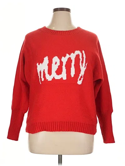 Pre-owned Shein Curve Pullover Sweater In Red