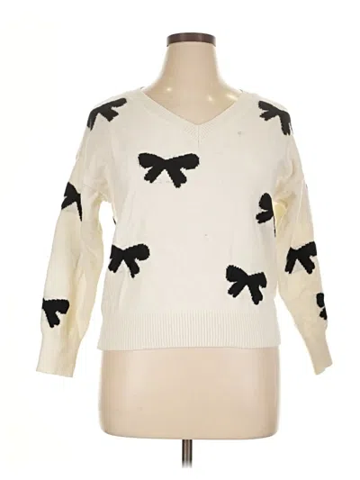 Pre-owned Shein Curve Pullover Sweater In White