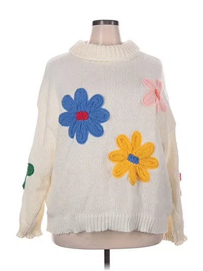 Pre-owned Shein Curve Pullover Sweater In White