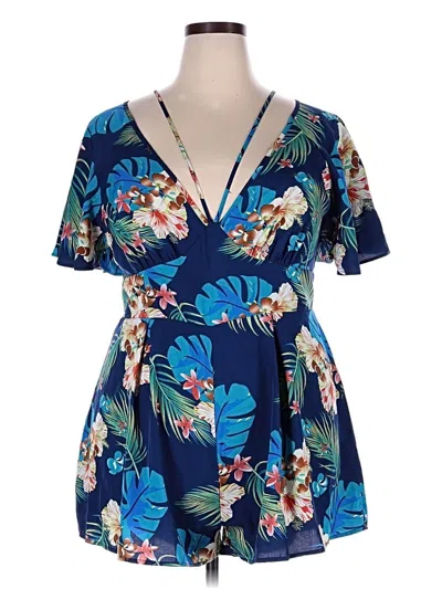 Pre-owned Shein Curve Romper In Blue