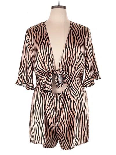 Pre-owned Shein Curve Romper In Brown