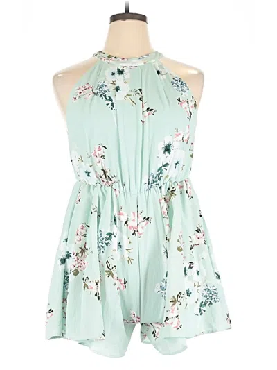 Pre-owned Shein Curve Romper In Green