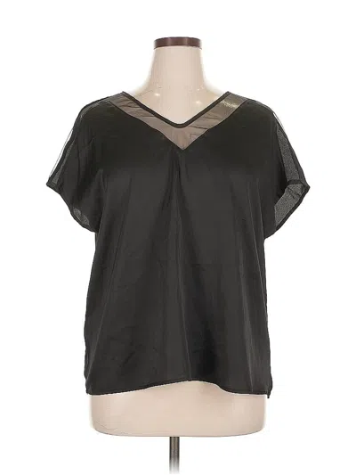 Pre-owned Shein Curve Short Sleeve Blouse In Black
