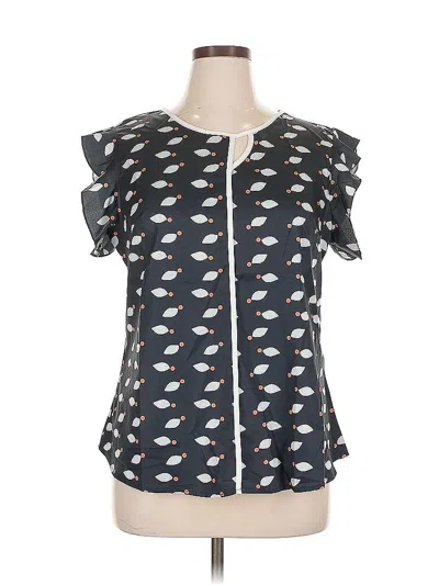 Pre-owned Shein Curve Short Sleeve Blouse In Black