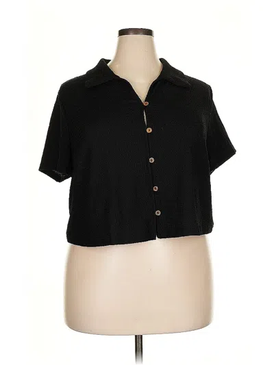Pre-owned Shein Curve Short Sleeve Blouse In Black