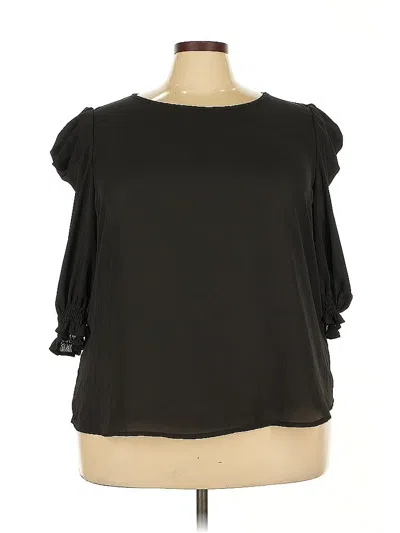 Pre-owned Shein Curve Short Sleeve Blouse In Black
