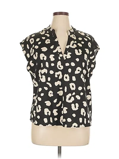 Pre-owned Shein Curve Short Sleeve Blouse In Black