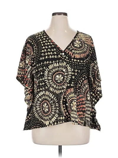 Pre-owned Shein Curve Short Sleeve Blouse In Black