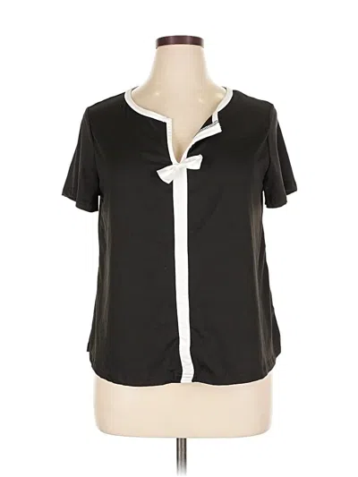 Pre-owned Shein Curve Short Sleeve Blouse In Black