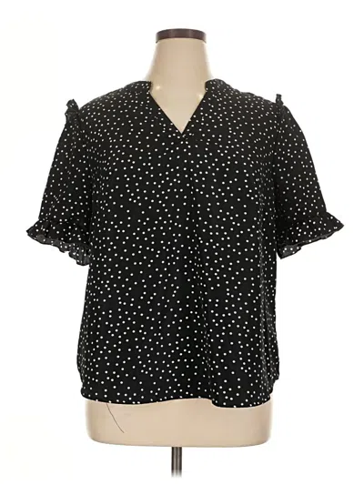 Pre-owned Shein Curve Short Sleeve Blouse In Black