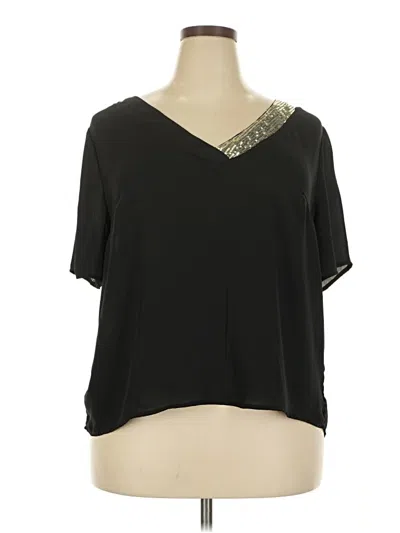 Pre-owned Shein Curve Short Sleeve Blouse In Black