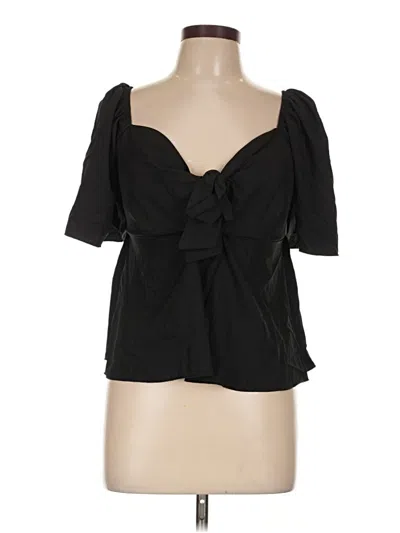 Pre-owned Shein Curve Short Sleeve Blouse In Black