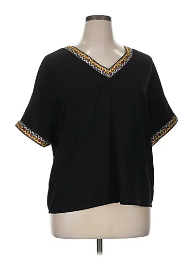 Pre-owned Shein Curve Short Sleeve Blouse In Black