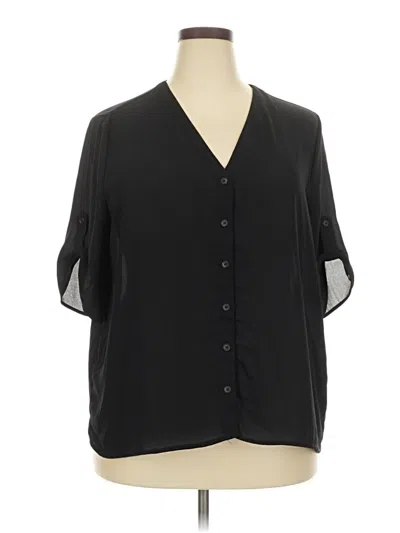 Pre-owned Shein Curve Short Sleeve Blouse In Black