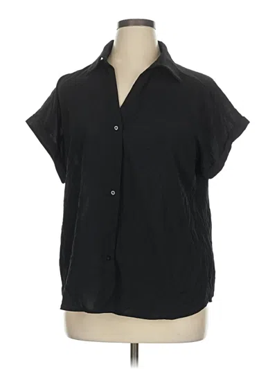 Pre-owned Shein Curve Short Sleeve Blouse In Black