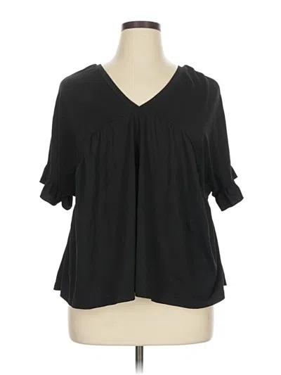 Pre-owned Shein Curve Short Sleeve Blouse In Black