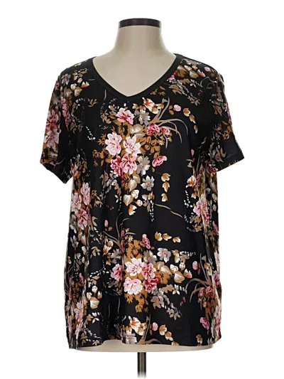 Pre-owned Shein Curve Short Sleeve Blouse In Black