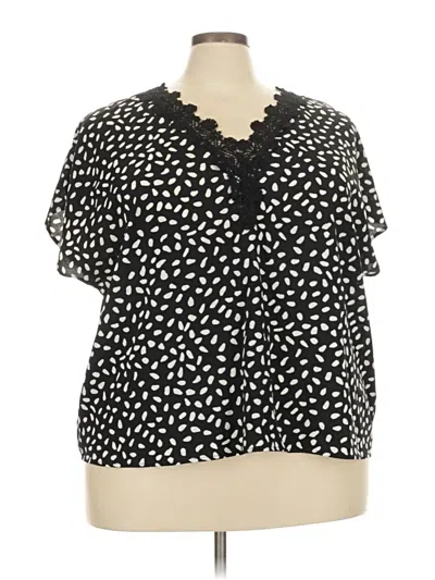 Pre-owned Shein Curve Short Sleeve Blouse In Black