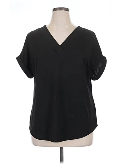 Pre-owned Shein Curve Short Sleeve Blouse In Black
