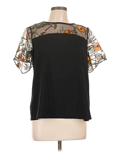 Pre-owned Shein Curve Short Sleeve Blouse In Black