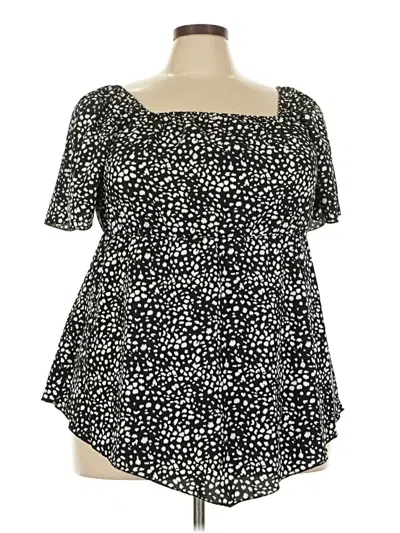 Pre-owned Shein Curve Short Sleeve Blouse In Black