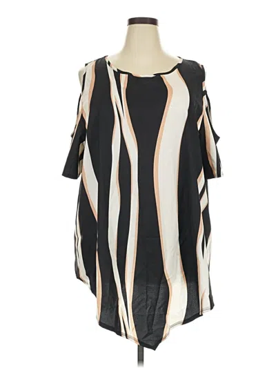 Pre-owned Shein Curve Short Sleeve Blouse In Black