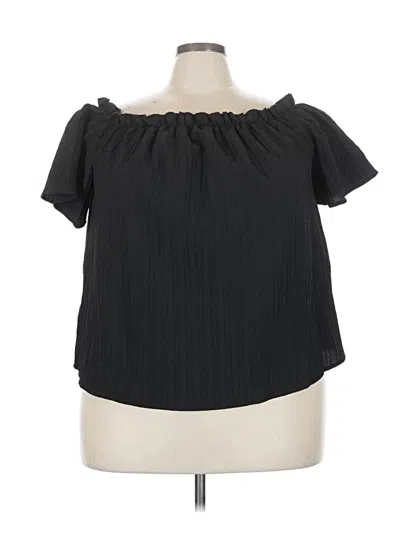 Pre-owned Shein Curve Short Sleeve Blouse In Black