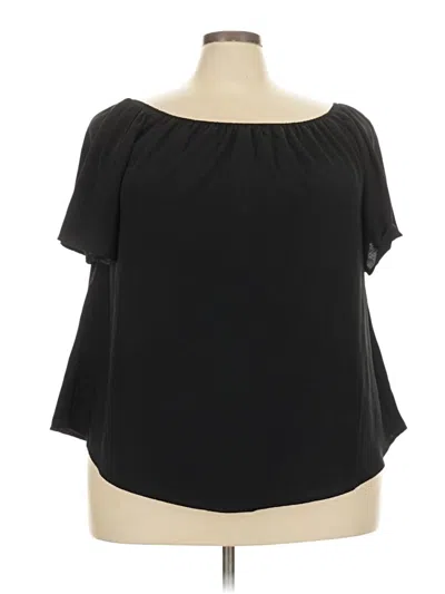 Pre-owned Shein Curve Short Sleeve Blouse In Black