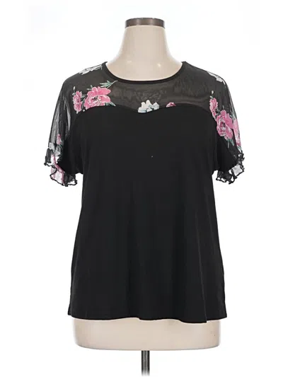 Pre-owned Shein Curve Short Sleeve Blouse In Black