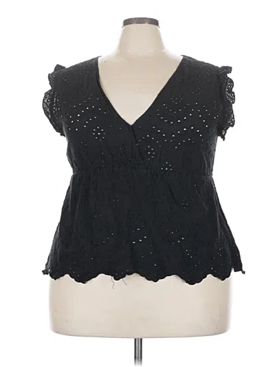 Pre-owned Shein Curve Short Sleeve Blouse In Black